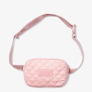 PINK VICTORIA'S SECRET QUILTED BELT BAG PINK/BLACK